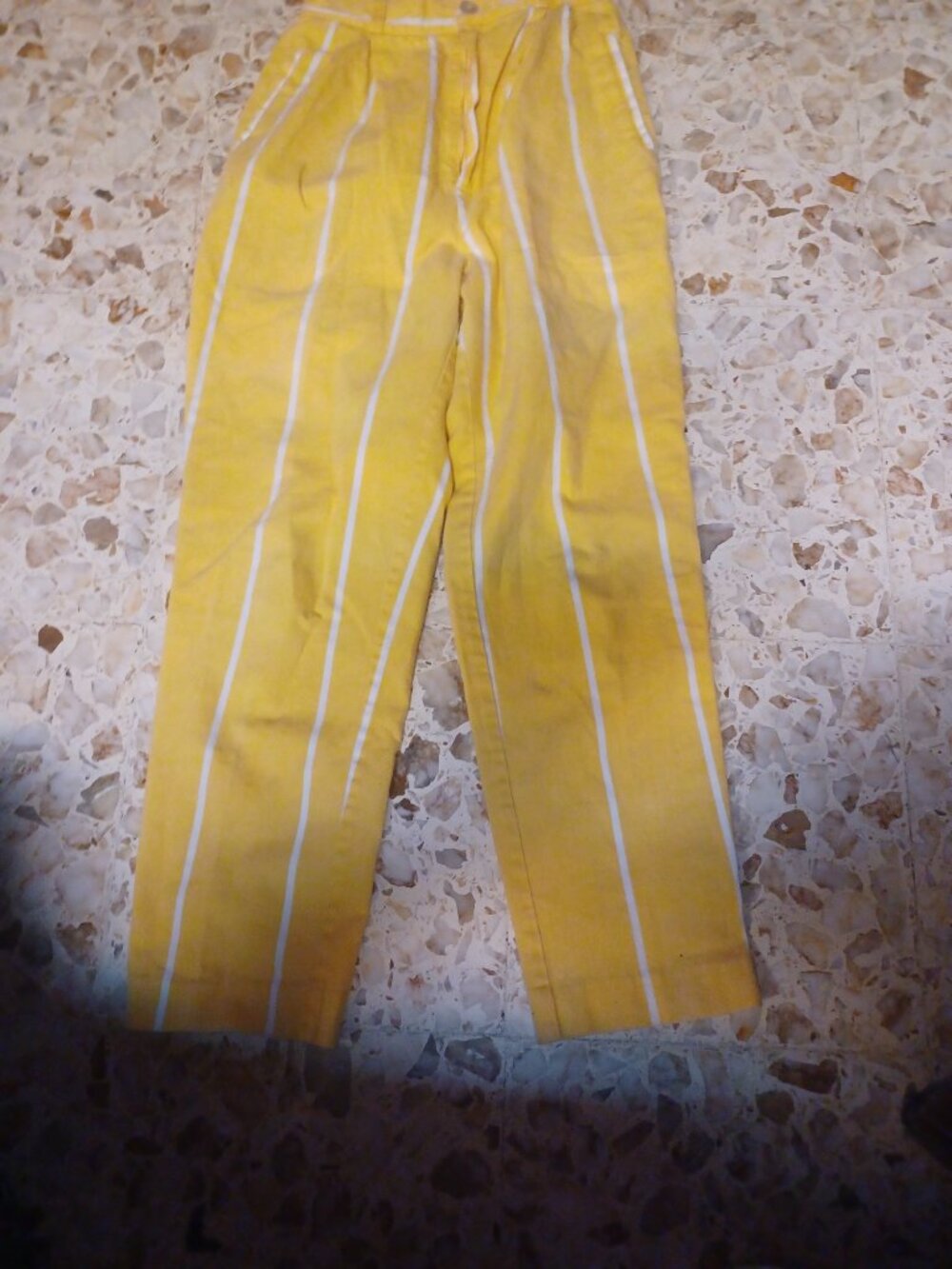 Breeches Women's Pleated Front Pants Size 6 Yellow & White Stripes